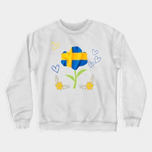 Swedish flag on a flower Crewneck Sweatshirt